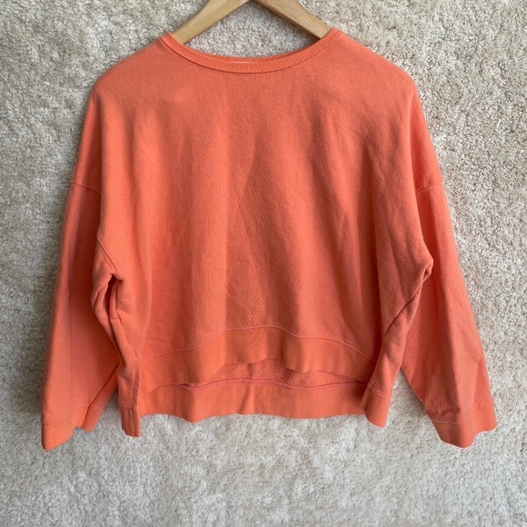 Oak + Fort Sweathshirt Womens One Size Fits All Orange Tops with Side Slit - Picture 1 of 7